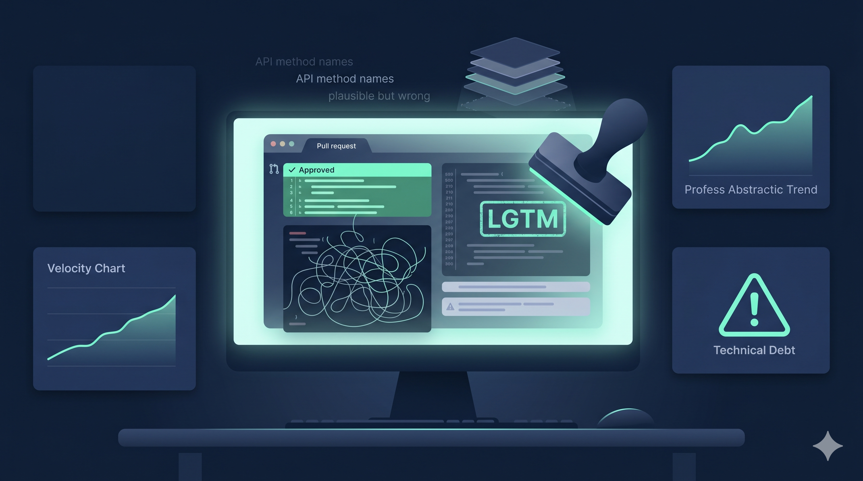 Pull request diff turning into tangled code — AI code slop